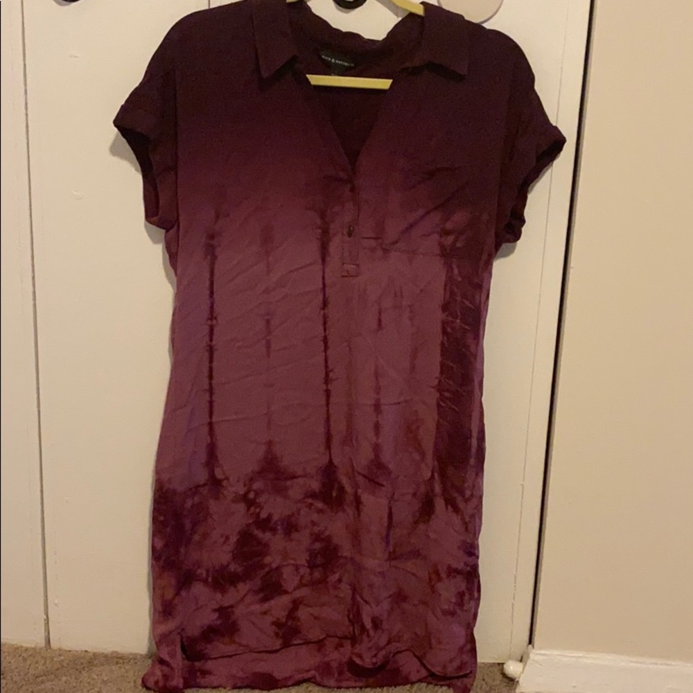 Maroon ombré acid wash shift dress